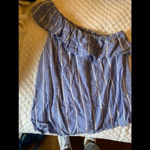 One shoulder stripped top